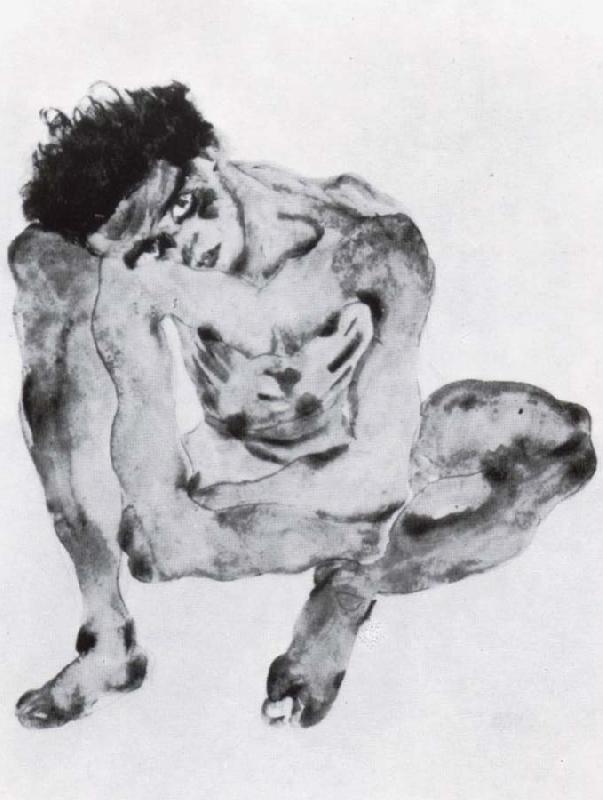 Egon Schiele Crouching figure